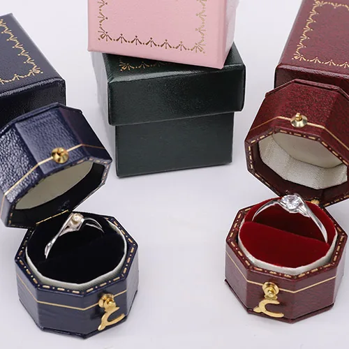 Octagonal Leather Ring Box