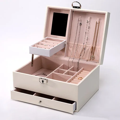 White Leather Jewelry Box Set