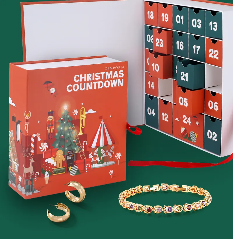 Red Christmas Jewelry Calendar Box