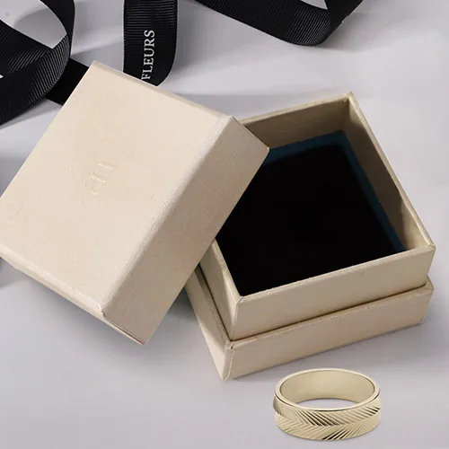 Beige Cream Custom Jewelry Ring Box