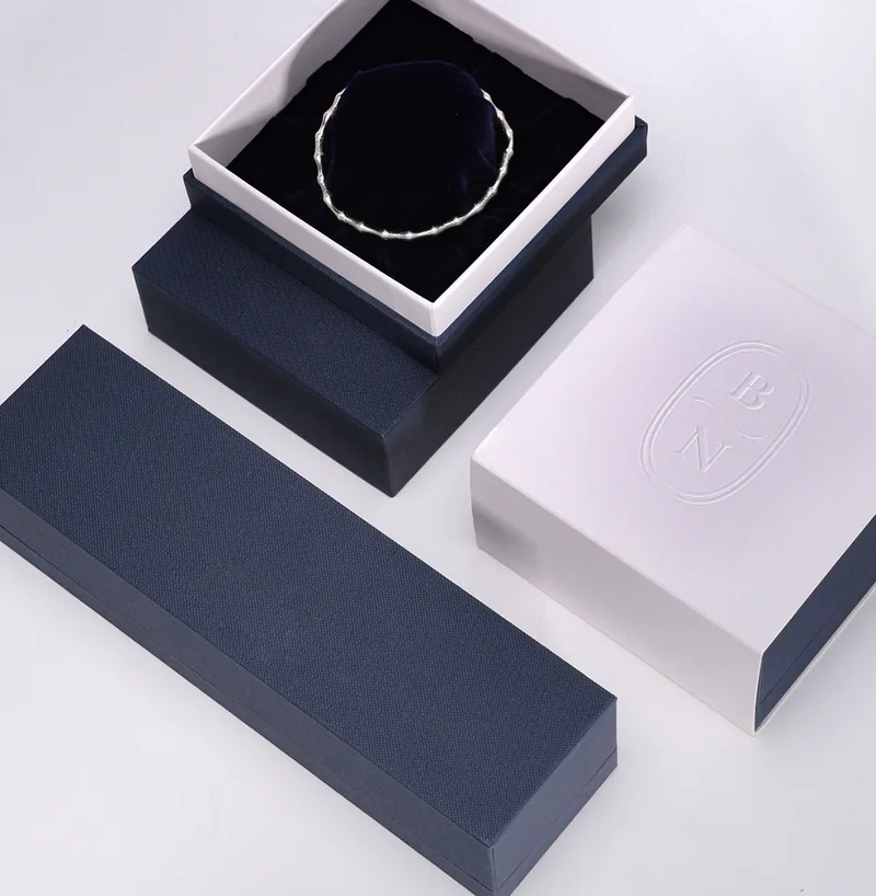 Texture Blue Custom Jewelry Ring Box