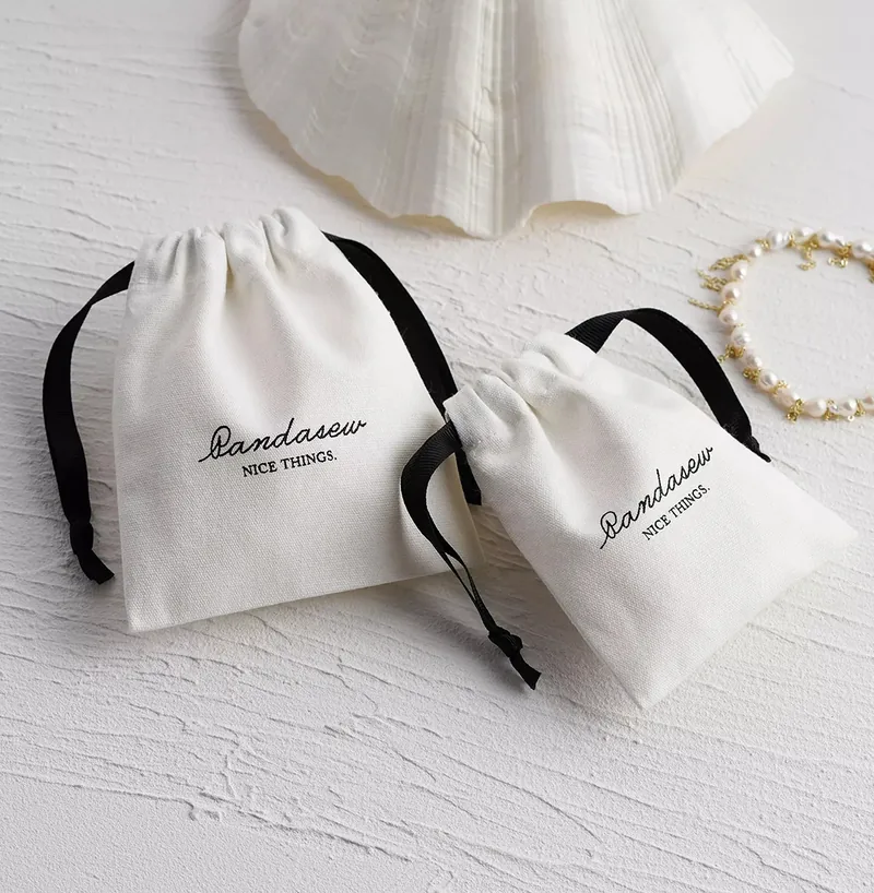 Beige Medium Cotton Canvas Bags