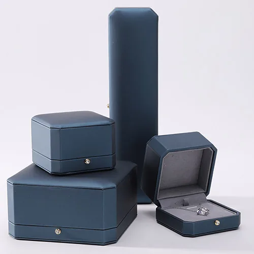 Elegant Dark Blue Silk Jewelry Box Set