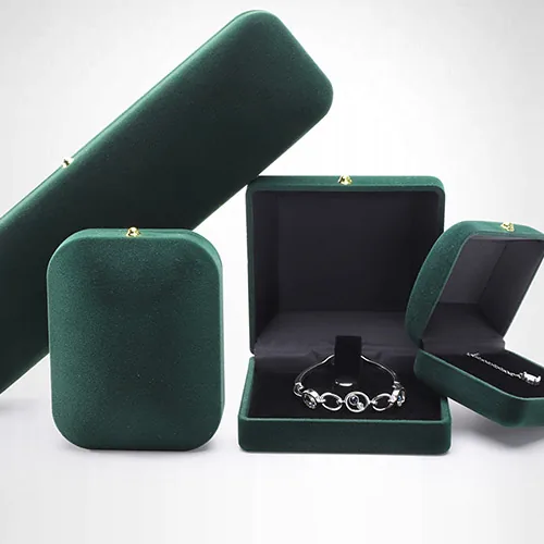 Dark Green Velvet Jewelry Box Set