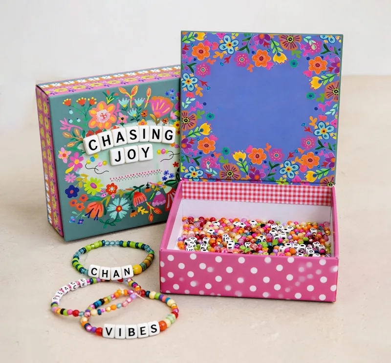 Colorful Floral Magnetic Flip-Top Kids Bracelet Jewelry Box