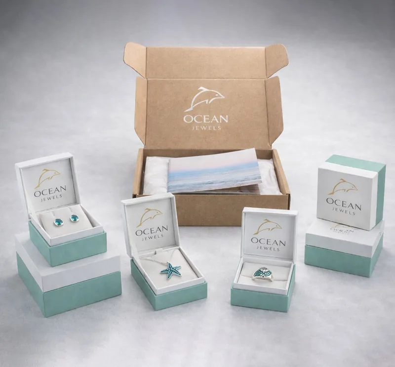 Custom Luxury Jewelry Packaging Set with Rigid Gift Boxes and Mailer Box