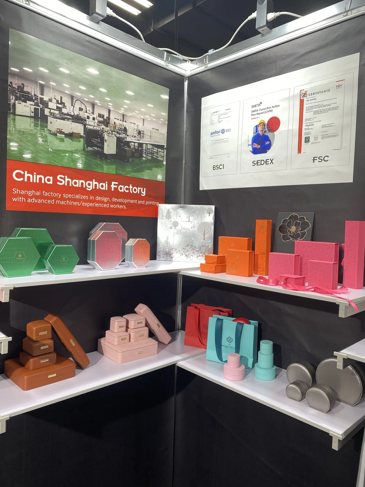Historical exhibition display and packaging examples