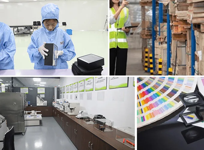 Packaging inspection, work area and print color samples