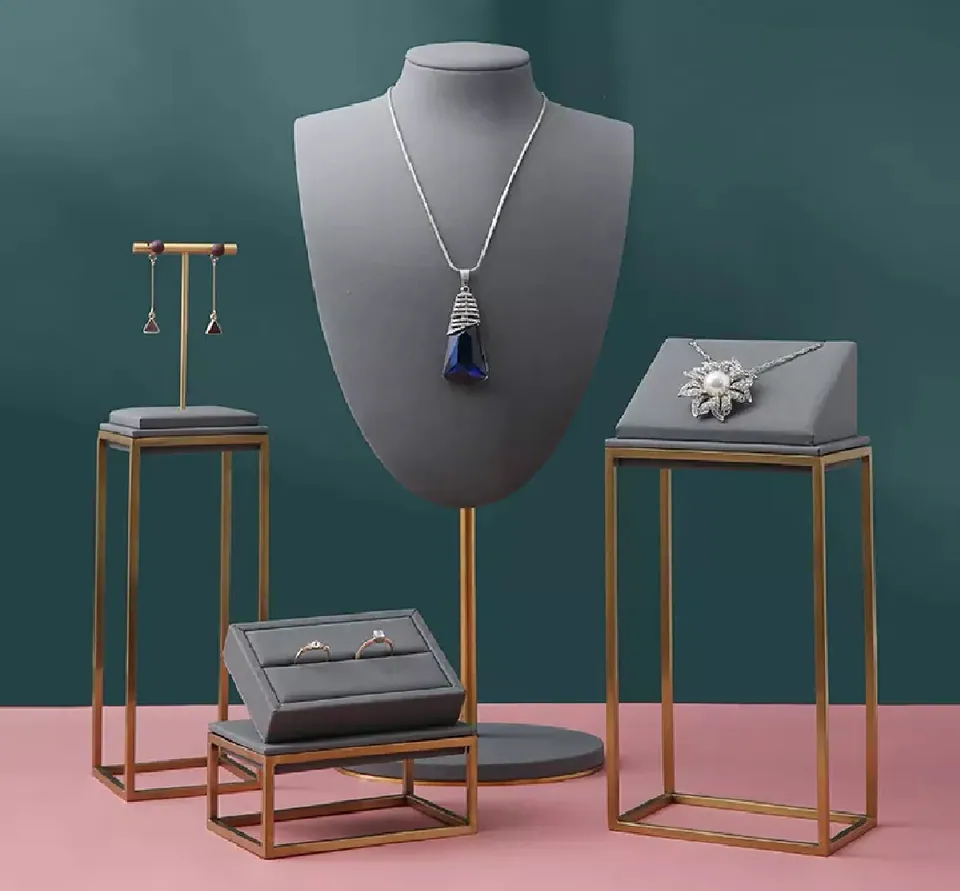 Metal & Microfiber Jewelry Rack Display — product view 1