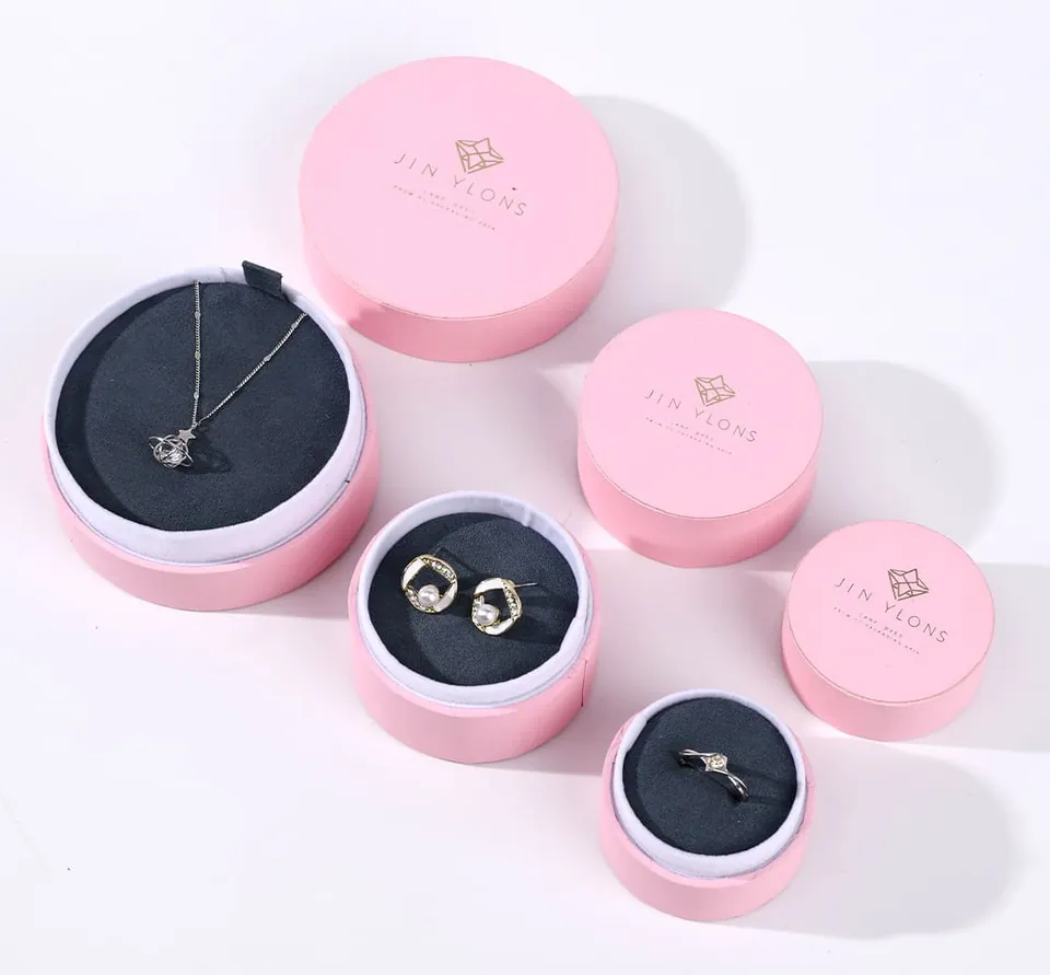 Pink/Green Small Round Jewelry Box — product view 1