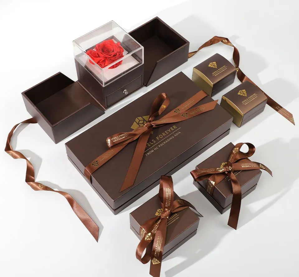 High-end brown jewelry box set — product view 1