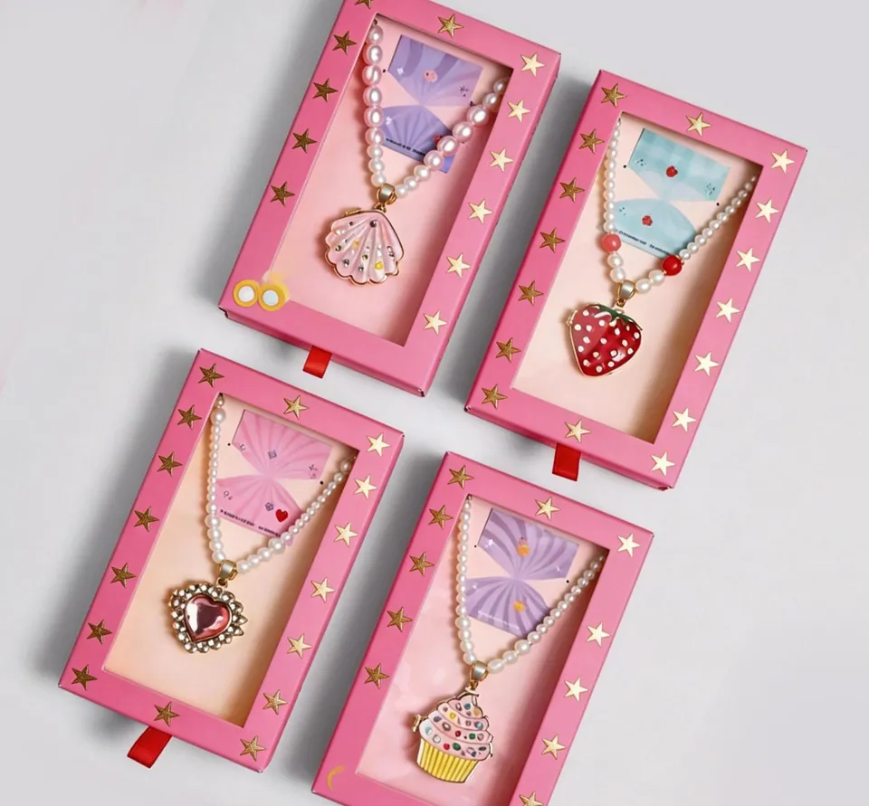 Pink Starry Kids Necklace Gift Box — product view 1