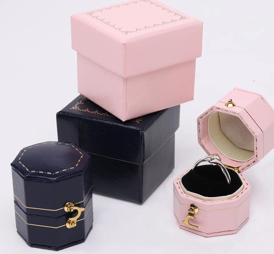 Octagonal Leather Ring Box — product view 1